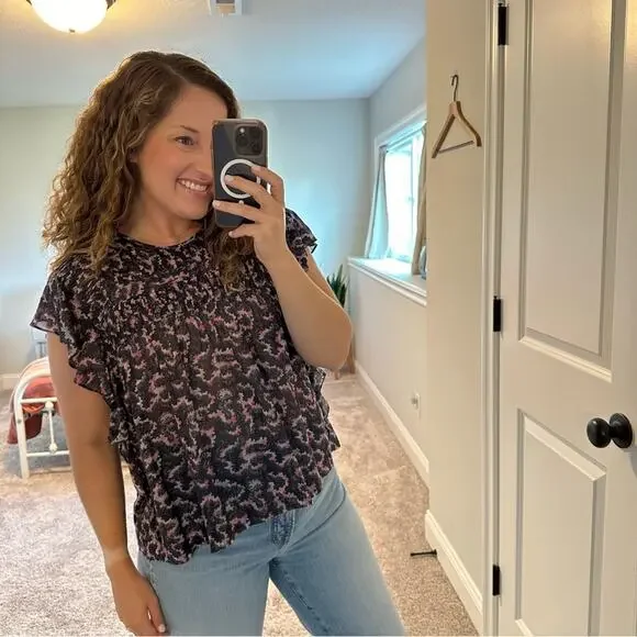 Isabel Marant Etoile Purple Pink Cotton Ikat Blouse Top 38 Medium - Picture 4 of 13